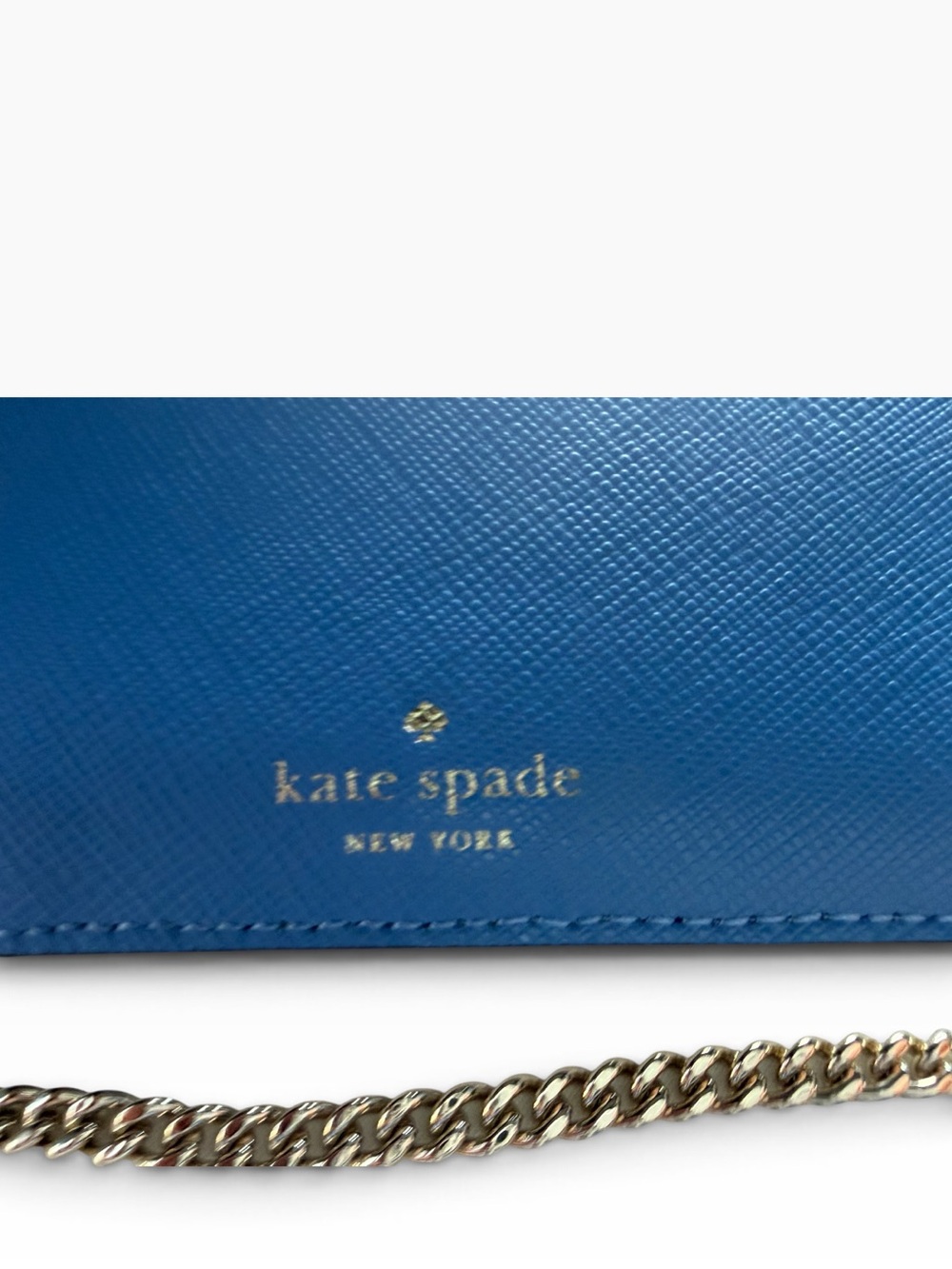 Kate Spade Blue Saffiano Leather Card Holder Key Chain Lanyard Wristlet Wallet - Picture 6 of 11